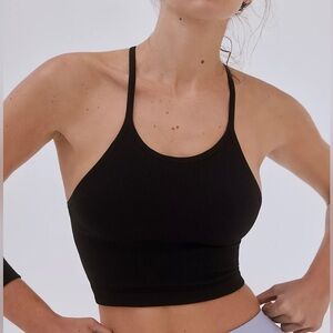 Free People Movement Happiness Runs Crop Top In Black XS/S NWOT